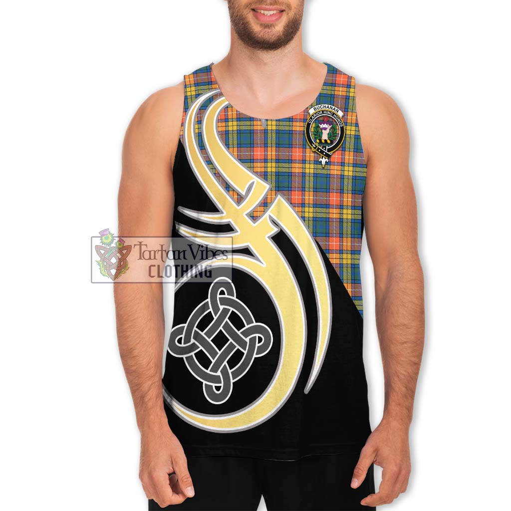 Buchanan Ancient Tartan Men's Tank Top with Family Crest and Celtic Symbol Style Men - Tartan Vibes Clothing