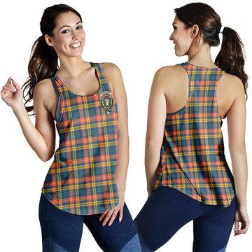 Buchanan Ancient Tartan Women Racerback Tanks with Family Crest