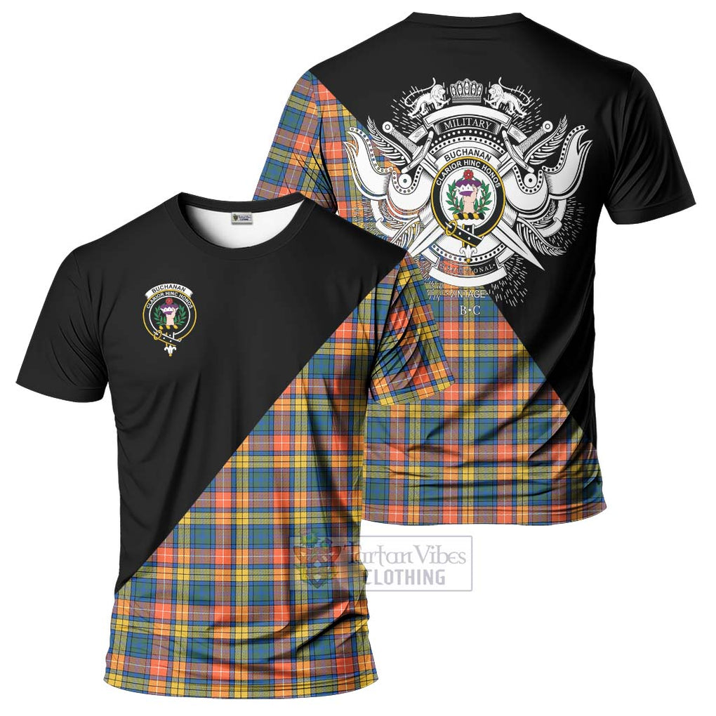 Buchanan Ancient Tartan T-Shirt with Family Crest and Military Logo Style Kid's Shirt - Tartanvibesclothing Shop