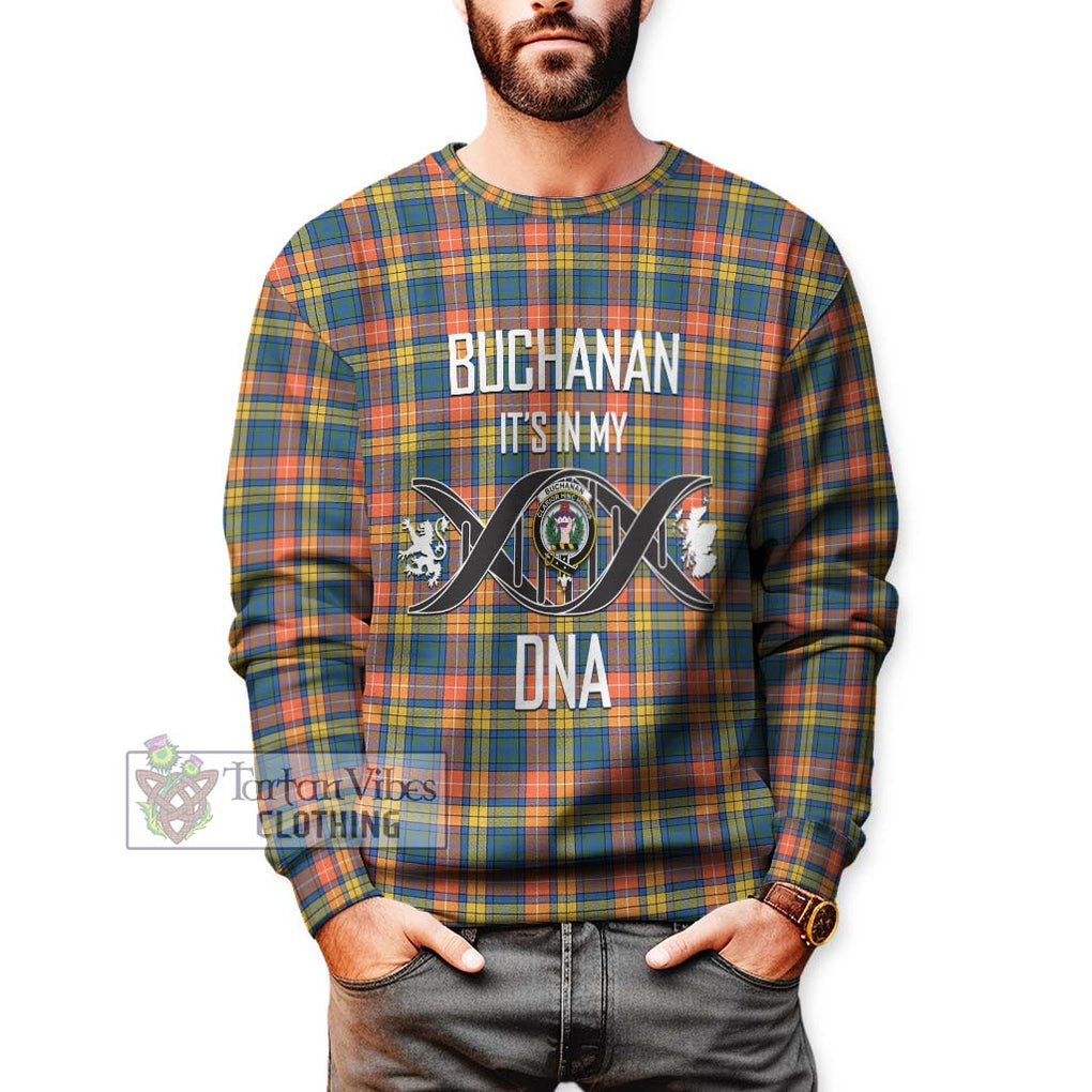 Buchanan Ancient Tartan Sweatshirt with Family Crest DNA In Me Style Unisex - Tartanvibesclothing Shop