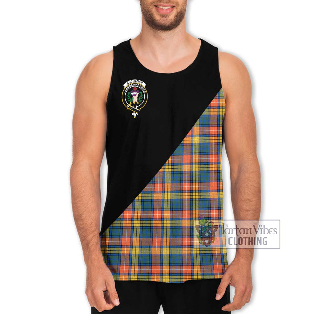 Buchanan Ancient Tartan Men's Tank Top with Family Crest and Military Logo Style Men - Tartanvibesclothing Shop