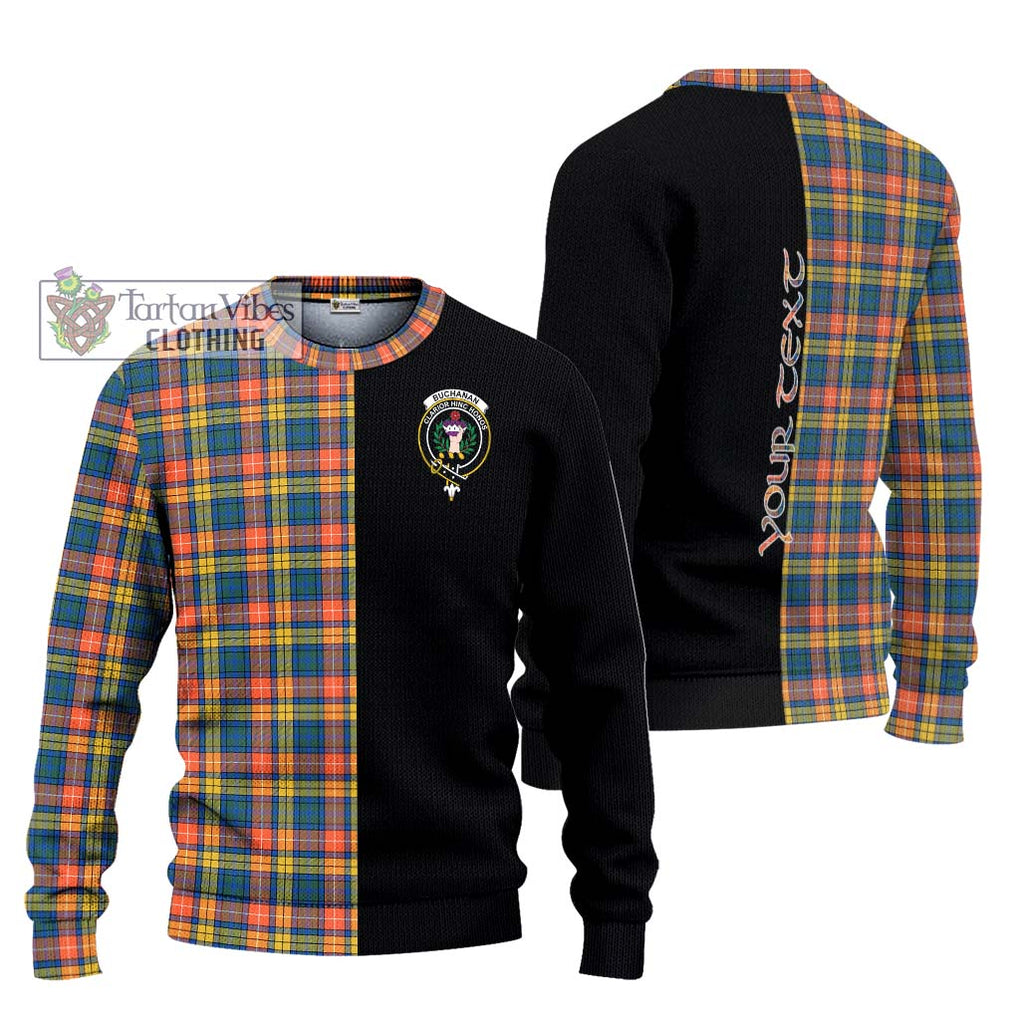 Buchanan Ancient Tartan Knitted Sweater with Family Crest and Half Of Me Style Unisex - Tartanvibesclothing Shop