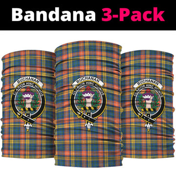 Buchanan Ancient Tartan Neck Gaiters, Tartan Bandanas, Tartan Head Band with Family Crest