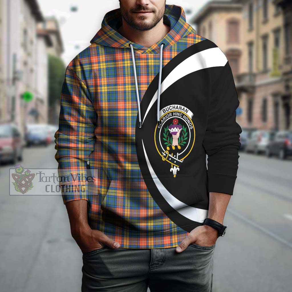 Tartan Vibes Clothing Buchanan Ancient Tartan Hoodie with Family Crest Circle Style