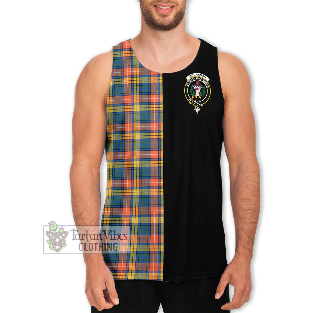 Buchanan Ancient Tartan Men's Tank Top with Family Crest and Half Of Me Style Men - Tartanvibesclothing Shop