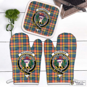 Buchanan Ancient Tartan Combo Oven Mitt & Pot-Holder with Family Crest