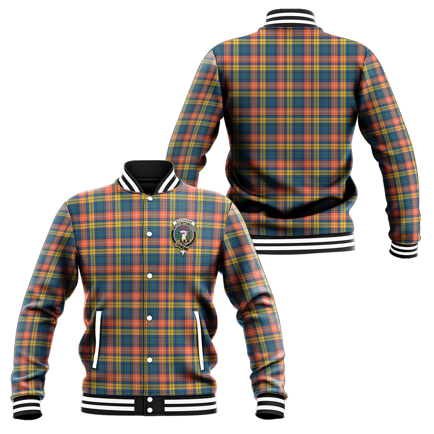 Buchanan Ancient Tartan Baseball Jacket with Family Crest Unisex - Tartan Vibes Clothing