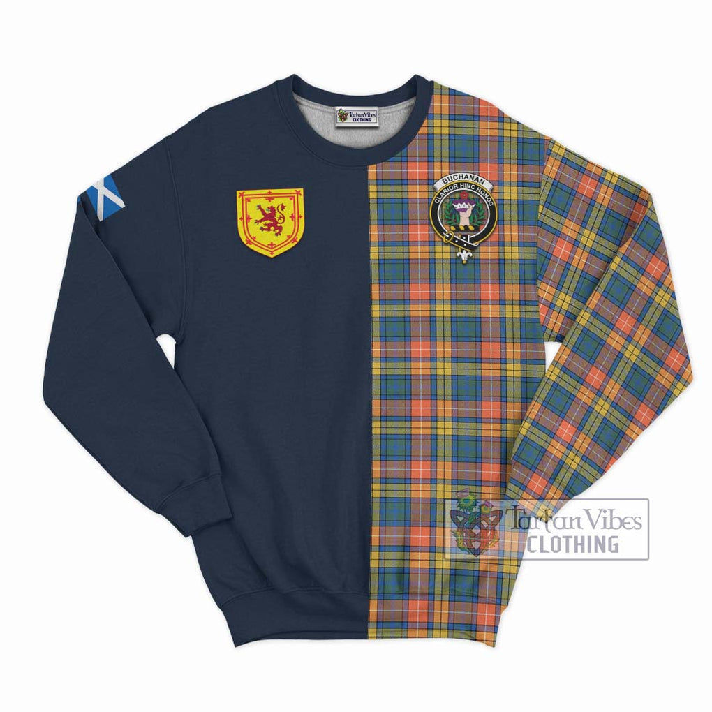 Tartan Vibes Clothing Buchanan Ancient Tartan Sweatshirt with Scottish Lion Royal Arm Half Style