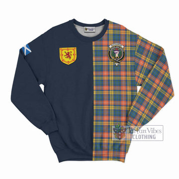 Buchanan Ancient Tartan Sweatshirt Alba with Scottish Lion Royal Arm Half Style