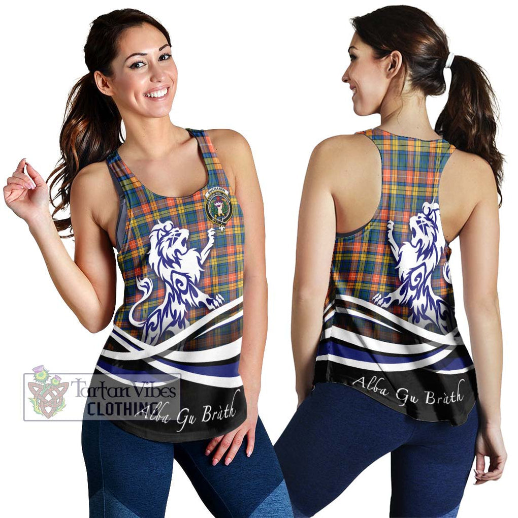 Buchanan Ancient Tartan Women's Racerback Tanks with Alba Gu Brath Regal Lion Emblem 4XL - Tartanvibesclothing Shop