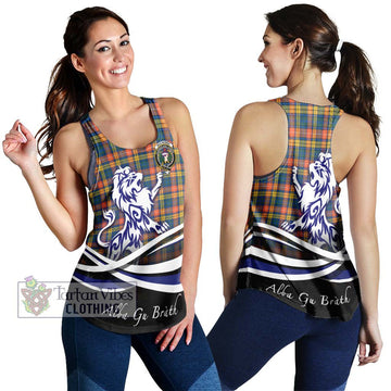 Buchanan Ancient Tartan Women's Racerback Tanks with Alba Gu Brath Regal Lion Emblem