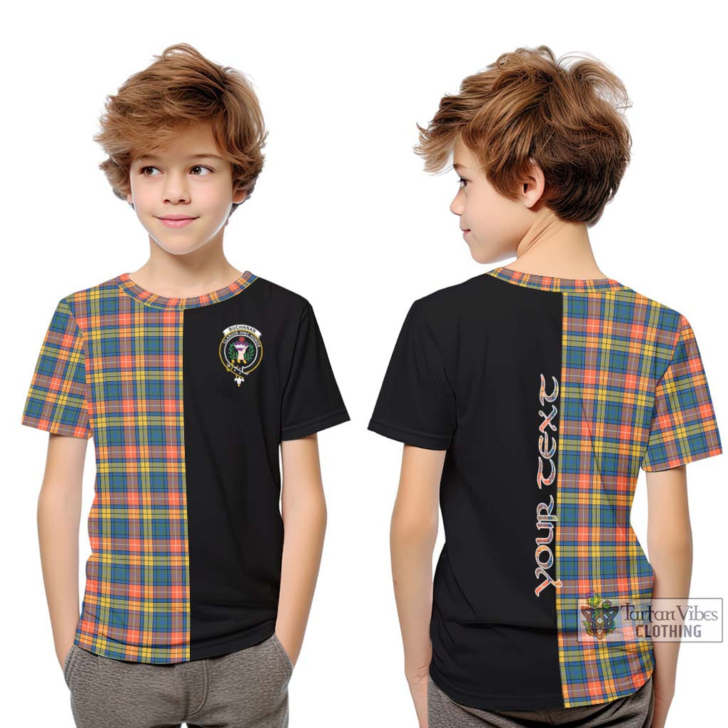 Buchanan Ancient Tartan Kid T-Shirt with Family Crest and Half Of Me Style Youth XL Size14 - Tartanvibesclothing Shop