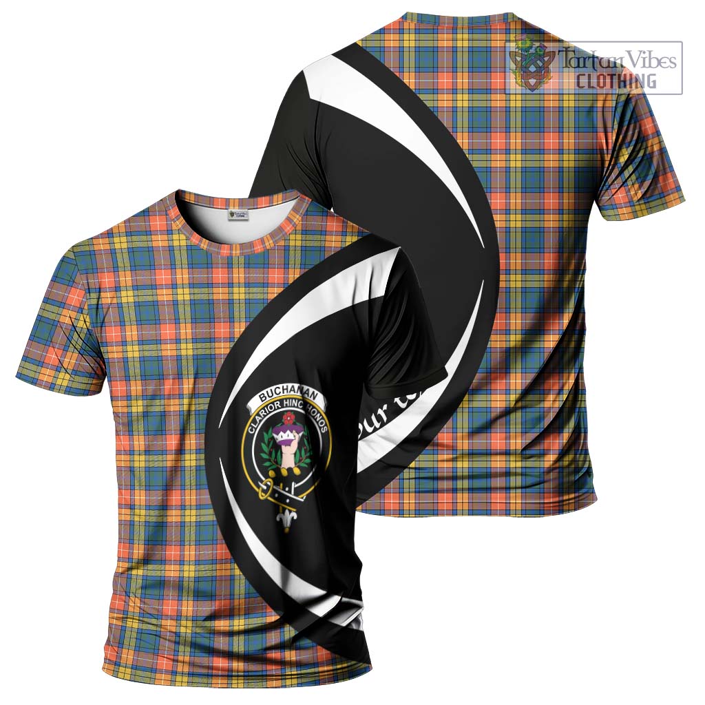 Tartan Vibes Clothing Buchanan Ancient Tartan T-Shirt with Family Crest Circle Style