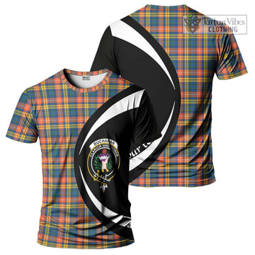 Buchanan Ancient Tartan T-Shirt with Family Crest Circle Style