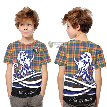 Buchanan Ancient Tartan Kid T-Shirt with Alba Gu Brath Regal Lion Emblem