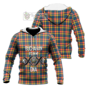 Buchanan Ancient Tartan Knitted Hoodie with Family Crest DNA In Me Style