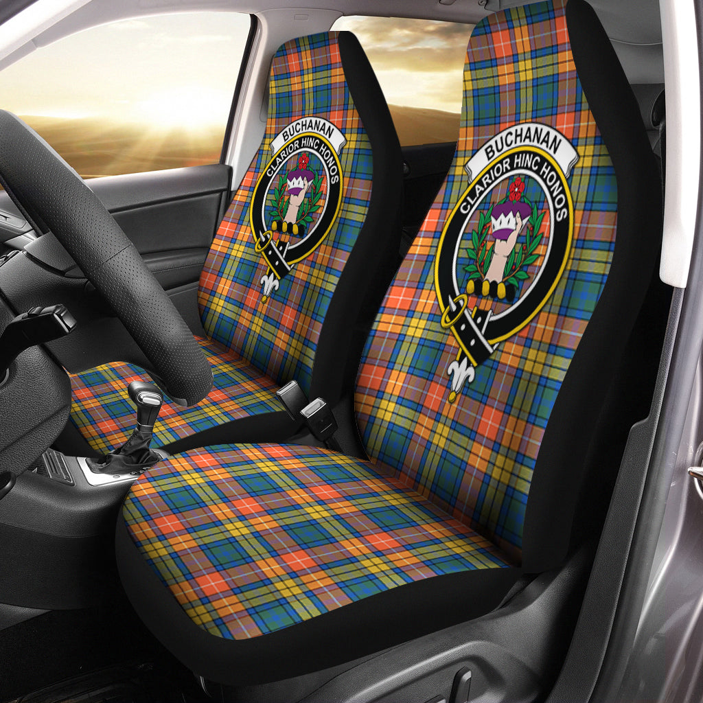 Buchanan Ancient Tartan Car Seat Cover with Family Crest One Size - Tartanvibesclothing