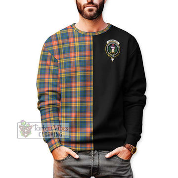 Buchanan Ancient Tartan Sweatshirt with Family Crest and Half Of Me Style