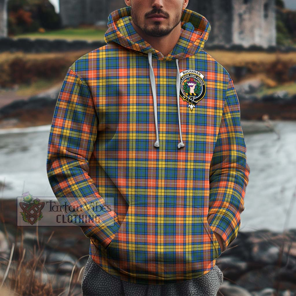 Buchanan Ancient Tartan Cotton Hoodie with Family Crest Pullover Hoodie XS - Tartan Vibes Clothing