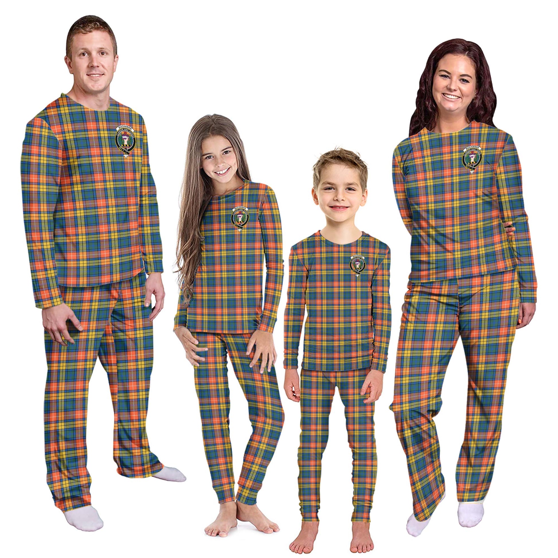 Buchanan Ancient Tartan Pajamas Family Set with Family Crest - Tartanvibesclothing