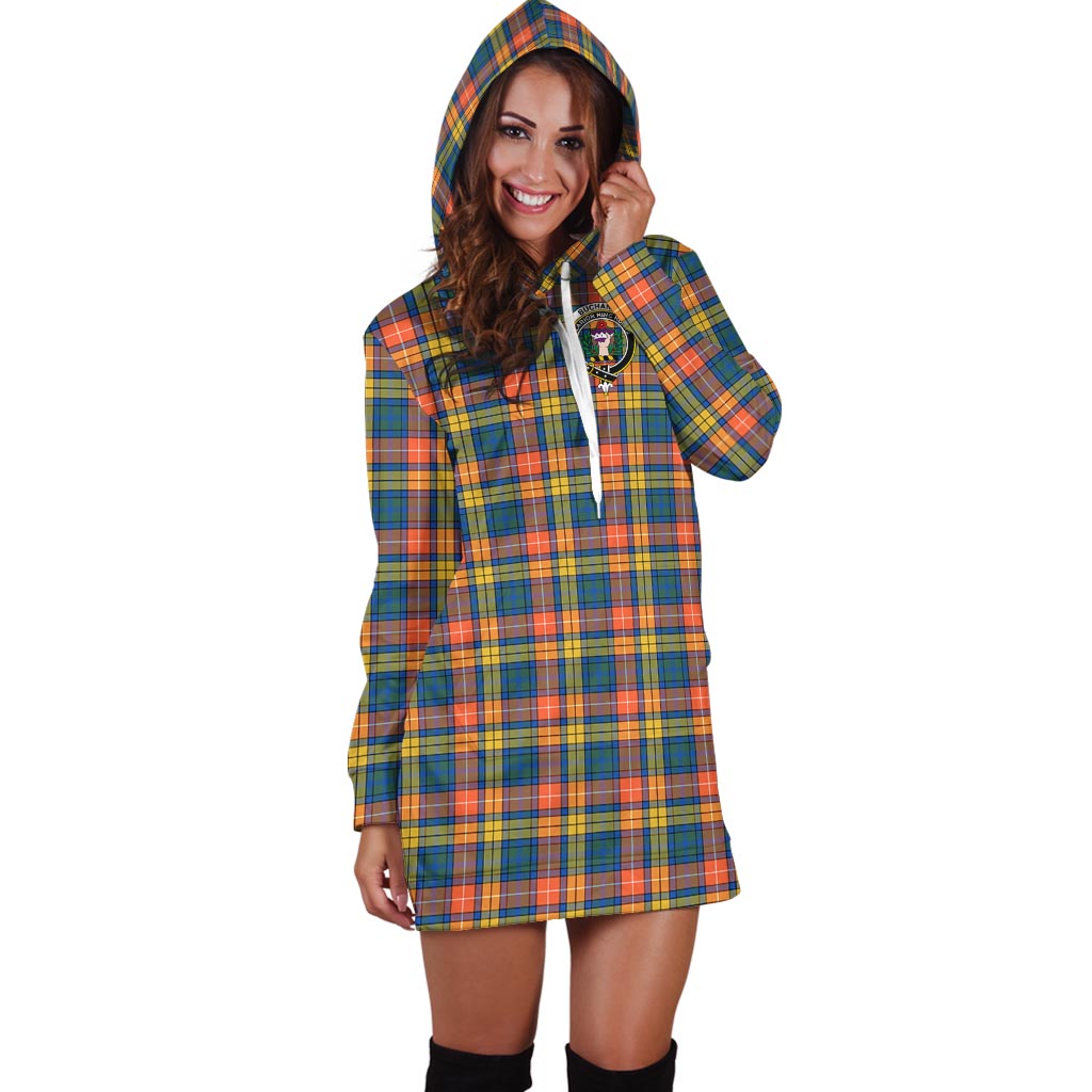 Buchanan Ancient Tartan Hoodie Dress with Family Crest - Tartan Vibes Clothing