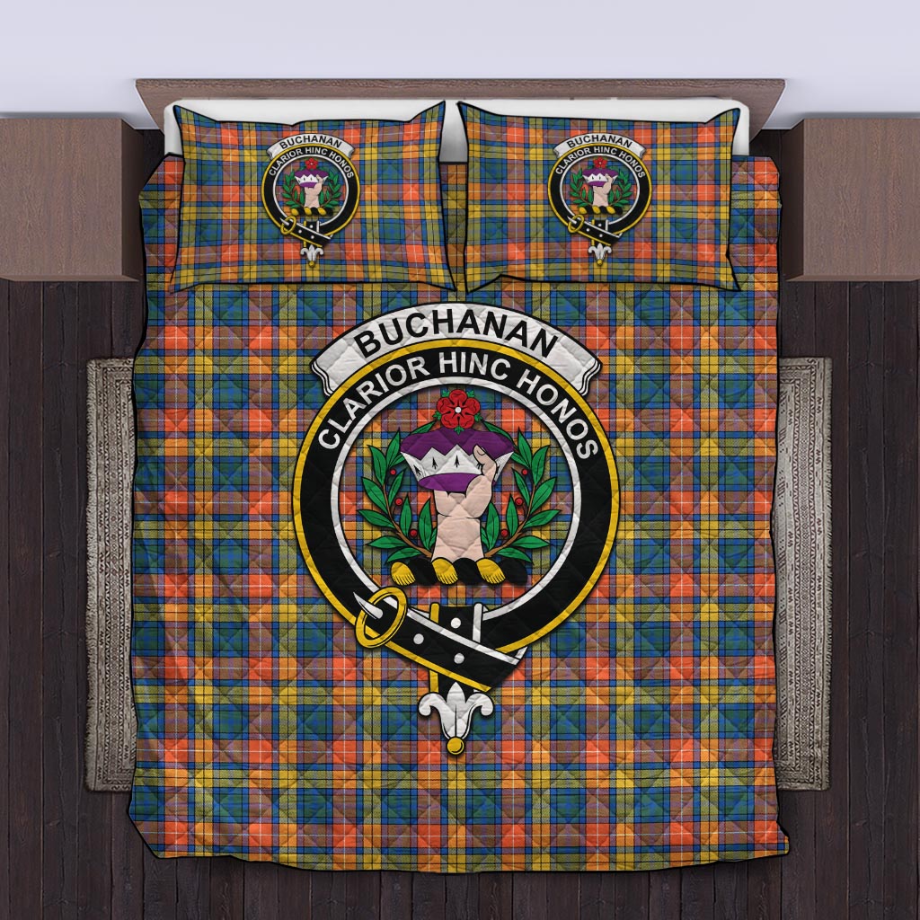 Buchanan Ancient Tartan Quilt Bed Set with Family Crest Twin - Tartanvibesclothing