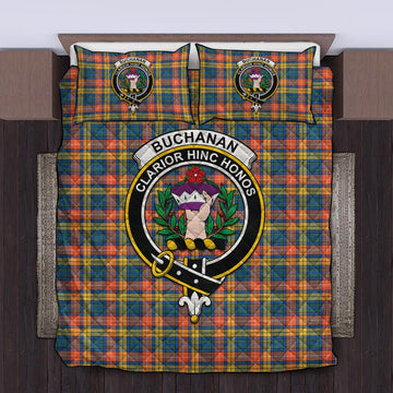 Buchanan Ancient Tartan Quilt Bed Set with Family Crest