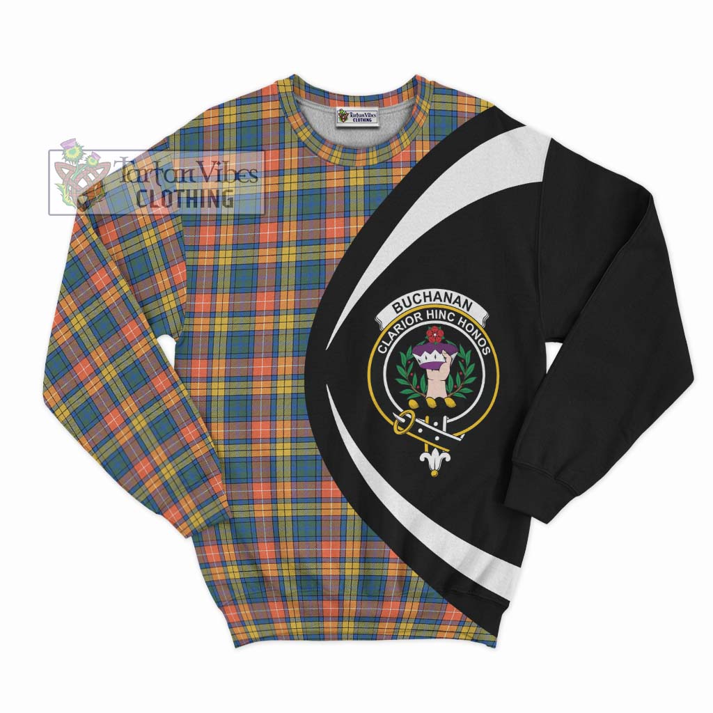 Buchanan Ancient Tartan Sweatshirt with Family Crest Circle Style Unisex - Tartan Vibes Clothing