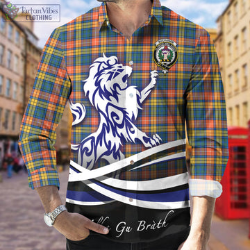 Buchanan Ancient Tartan Long Sleeve Button Up Shirt with Alba Gu Brath Regal Lion Emblem