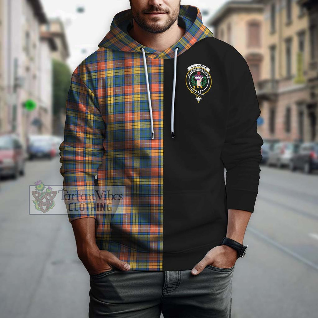 Buchanan Ancient Tartan Hoodie with Family Crest and Half Of Me Style Zip Hoodie - Tartanvibesclothing Shop