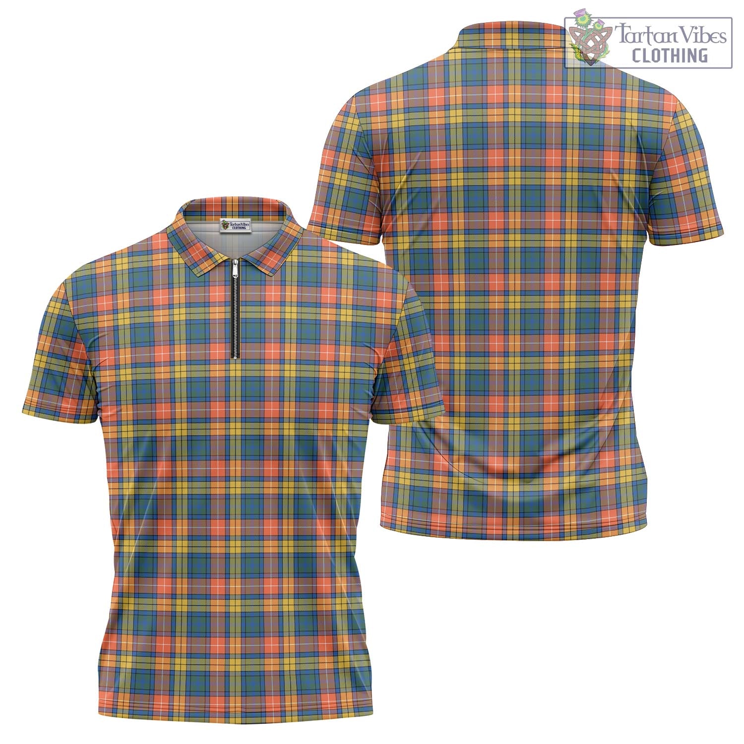 Tartan Vibes Clothing Buchanan Ancient Tartan Zipper Polo Shirt