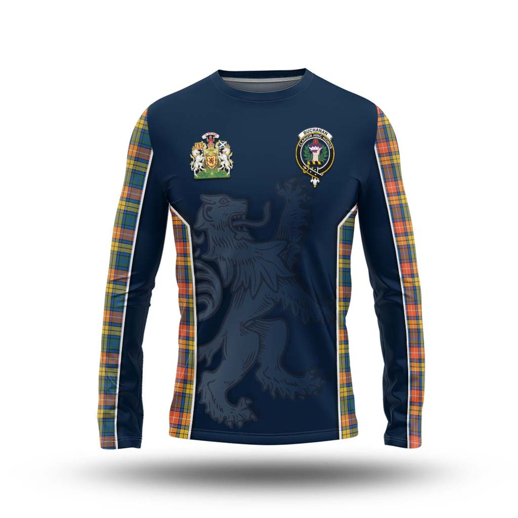 Buchanan Ancient Tartan Long Sleeve T-Shirt with Family Crest and Lion Rampant Vibes Sport Style Unisex - Tartan Vibes Clothing