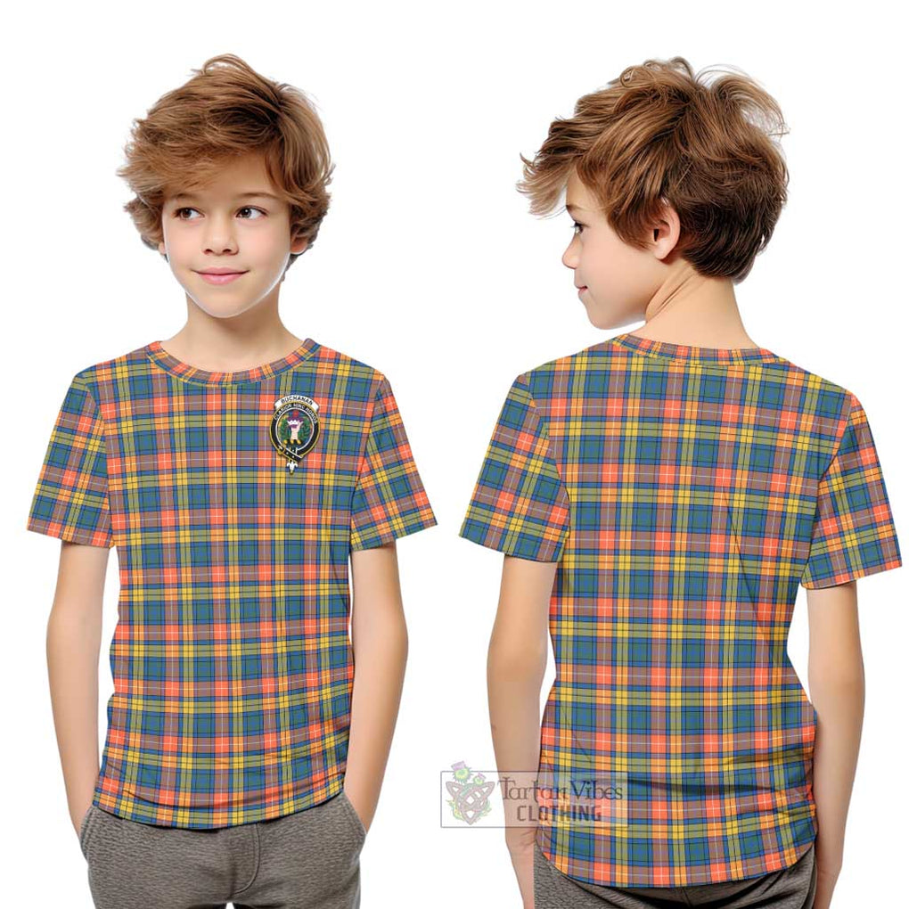 Buchanan Ancient Tartan Kid T-Shirt with Family Crest Youth XL Size14 - Tartanvibesclothing Shop