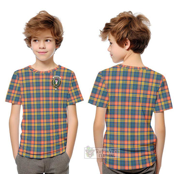 Buchanan Ancient Tartan Kid T-Shirt with Family Crest