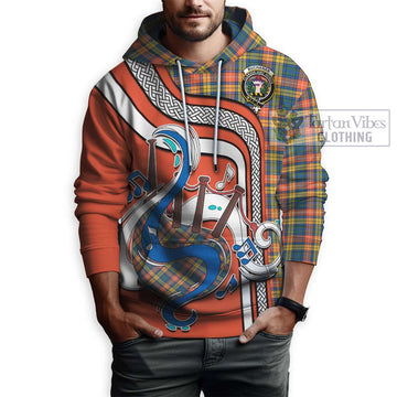 Buchanan Ancient Tartan Hoodie with Epic Bagpipe Style