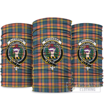 Buchanan Ancient Tartan Neck Gaiters, Tartan Bandanas, Tartan Head Band with Family Crest