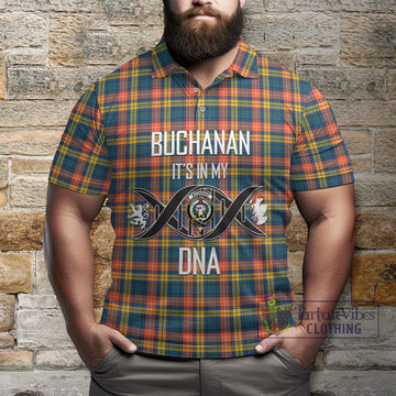 Buchanan Ancient Tartan Polo Shirt with Family Crest DNA In Me Style