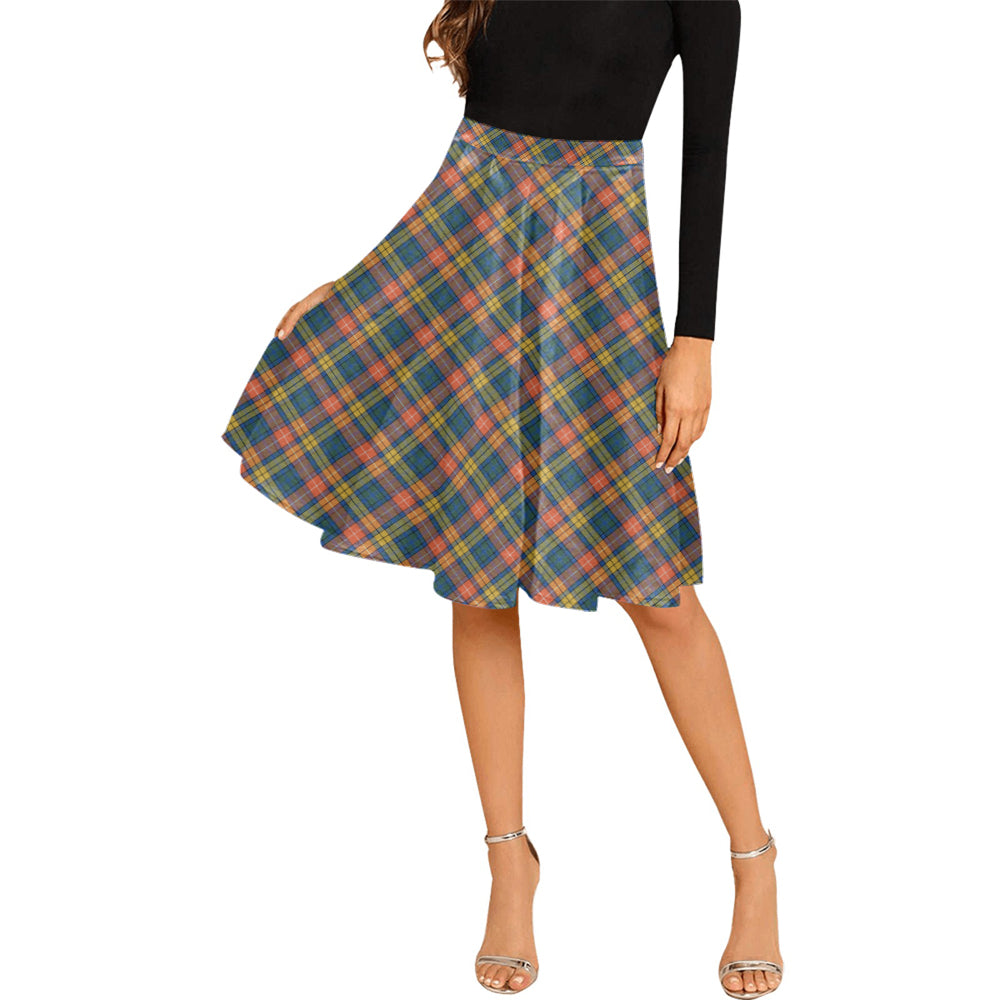 Buchanan Ancient Tartan Melete Pleated Midi Skirt Female - Tartanvibesclothing