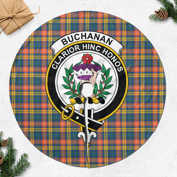 Buchanan Ancient Tartan Christmas Tree Skirt with Family Crest