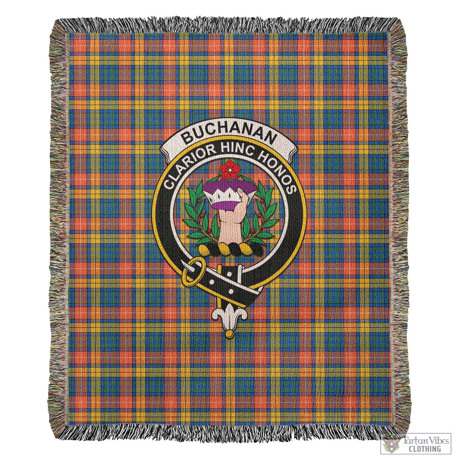 Tartan Vibes Clothing Buchanan Ancient Tartan Woven Blanket with Family Crest