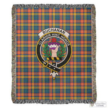 Buchanan Ancient Tartan Woven Blanket with Family Crest