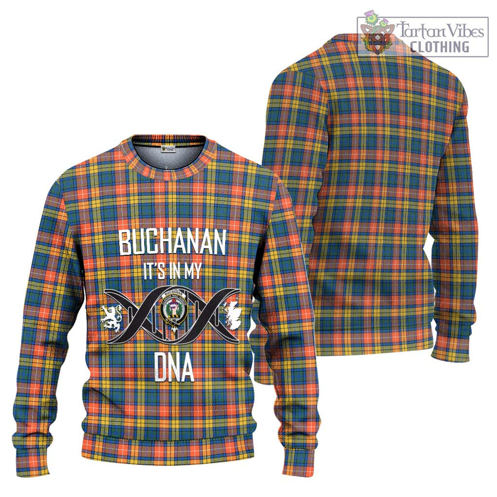 Buchanan Ancient Tartan Knitted Sweater with Family Crest DNA In Me Style Unisex - Tartanvibesclothing Shop