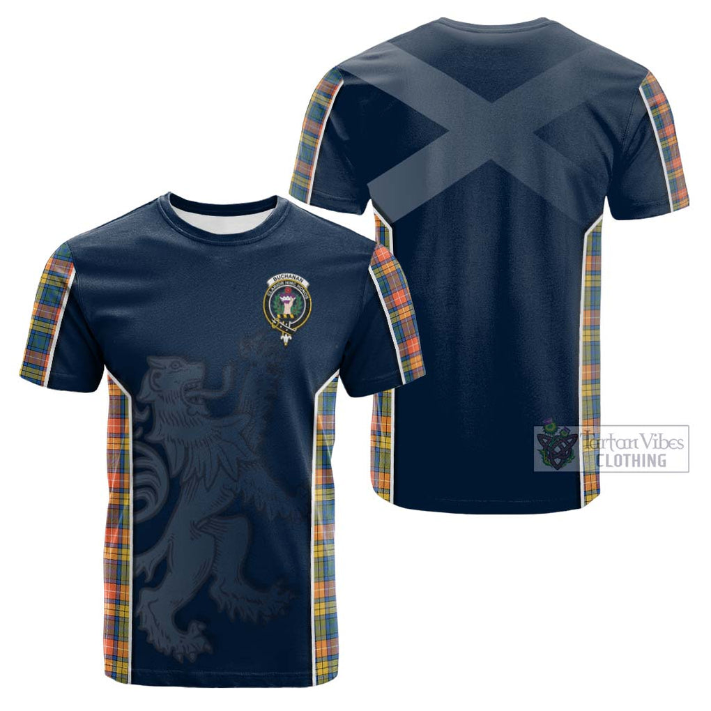 Tartan Vibes Clothing Buchanan Ancient Tartan Cotton T-shirt with Family Crest and Lion Rampant Vibes Sport Style