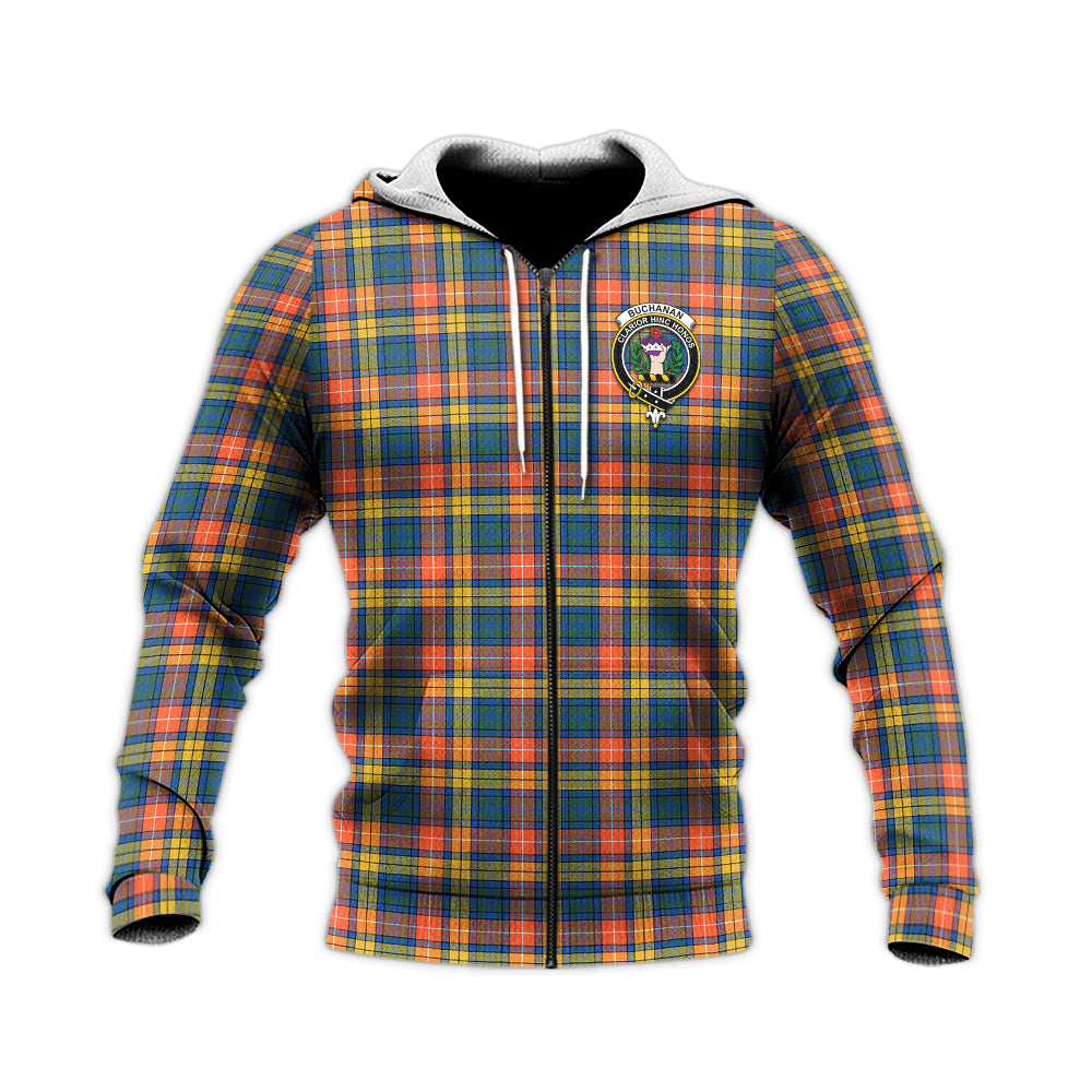 Buchanan Ancient Tartan Knitted Hoodie with Family Crest Unisex Knitted Zip Hoodie - Tartanvibesclothing