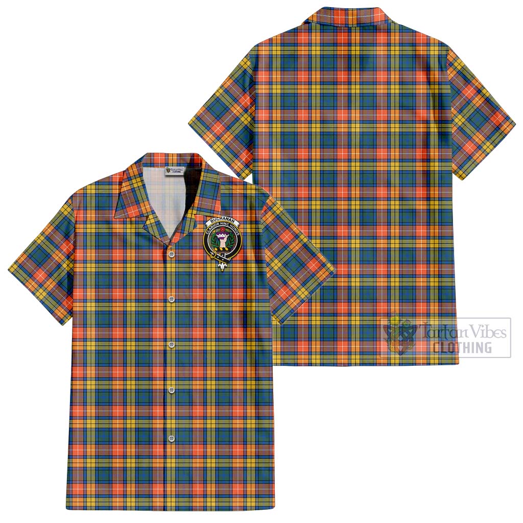 Tartan Vibes Clothing Buchanan Ancient Tartan Cotton Hawaiian Shirt with Family Crest