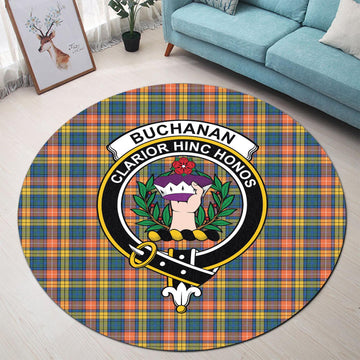 Buchanan Ancient Tartan Round Rug with Family Crest