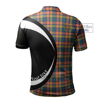 Buchanan Ancient Tartan Men's Polo Shirt with Family Crest Circle Style
