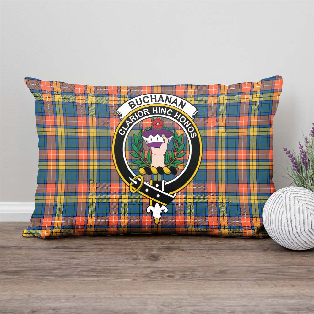 Buchanan Ancient Tartan Pillow Cover with Family Crest Rectangle Pillow Cover - Tartanvibesclothing