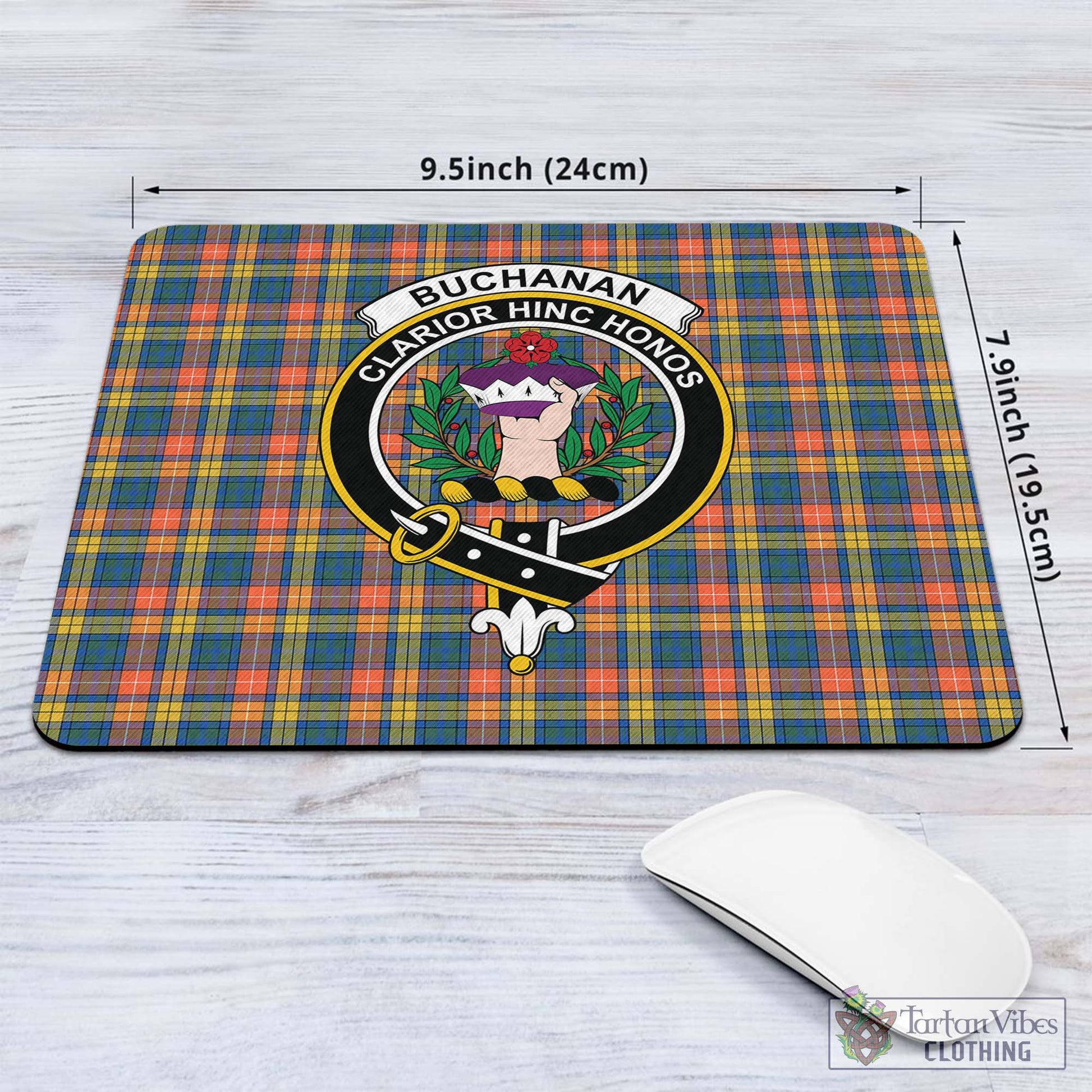 Tartan Vibes Clothing Buchanan Ancient Tartan Mouse Pad with Family Crest