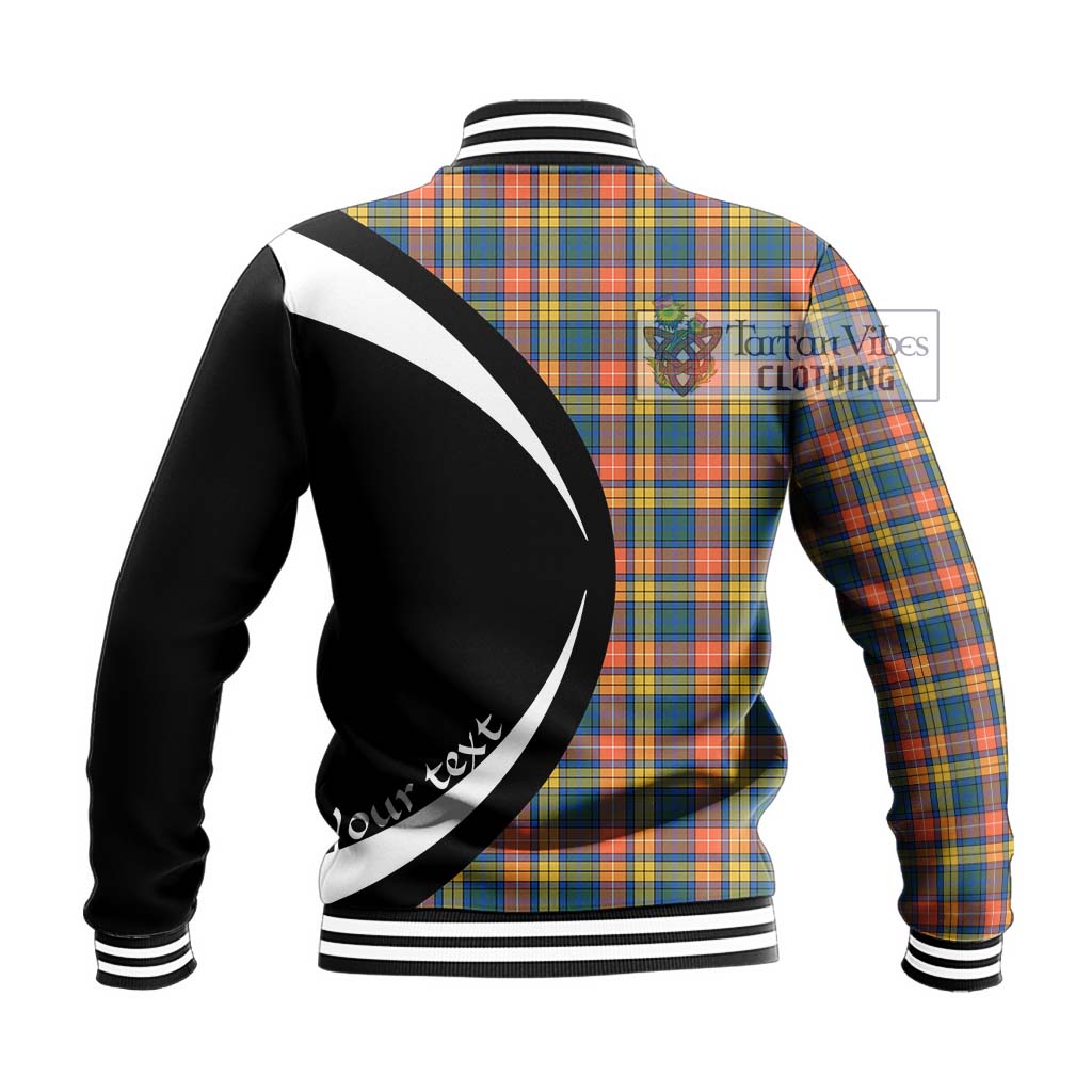 Buchanan Ancient Tartan Baseball Jacket with Family Crest Circle Style - Tartan Vibes Clothing